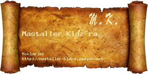Mastaller Klára névjegykártya